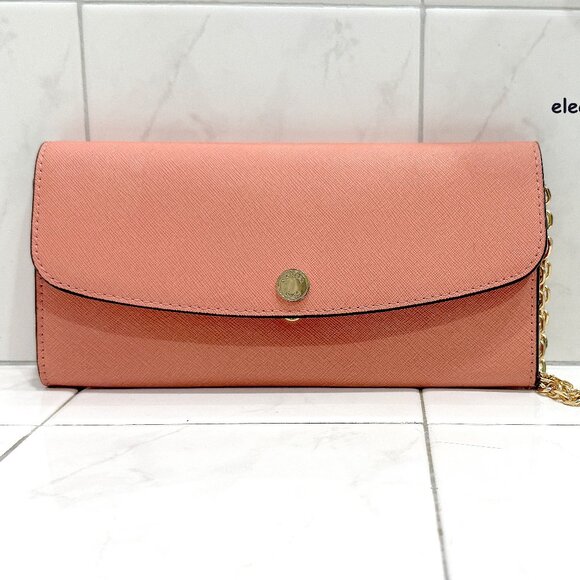 Michael Kors Jet Set Travel Large Saffiano Leather Zip Wallet / Wristlet Pink - Picture 13 of 13